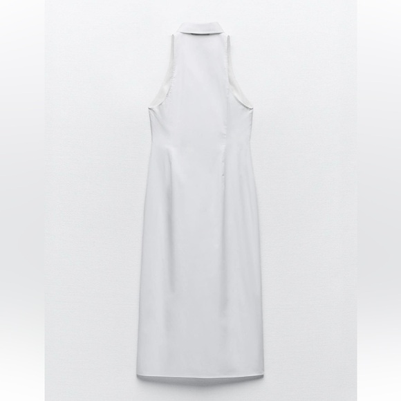 Zara NWT midi gabardine white zipper front collared dress - Picture 9 of 9
